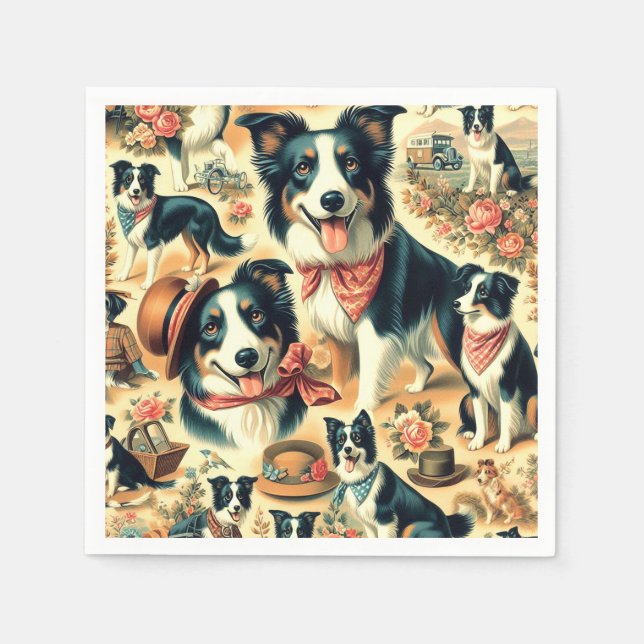 Cute Gräns Collie Seamless Pappersservett (Framsidan)