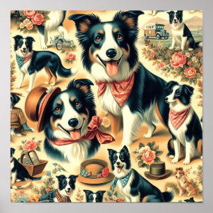 Cute Gräns Collie Seamless Poster