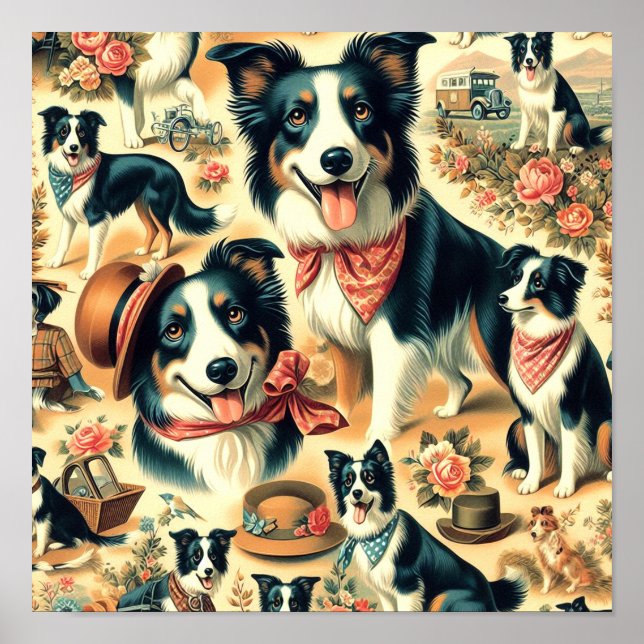 Cute Gräns Collie Seamless Poster (Framsidan)