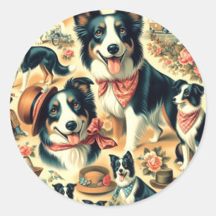 Cute Gräns Collie Seamless Runt Klistermärke