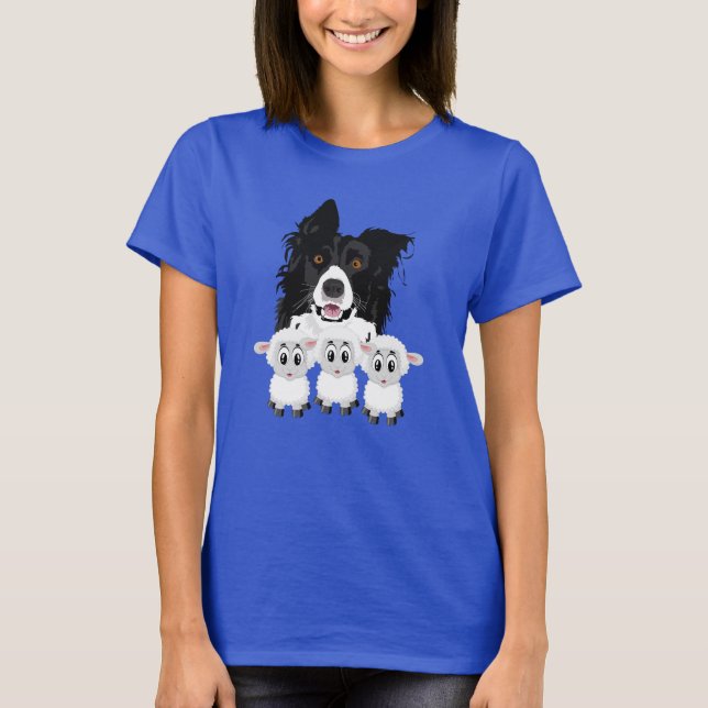 Cute Gräns Collie & Sheep T Shirt (Framsida)