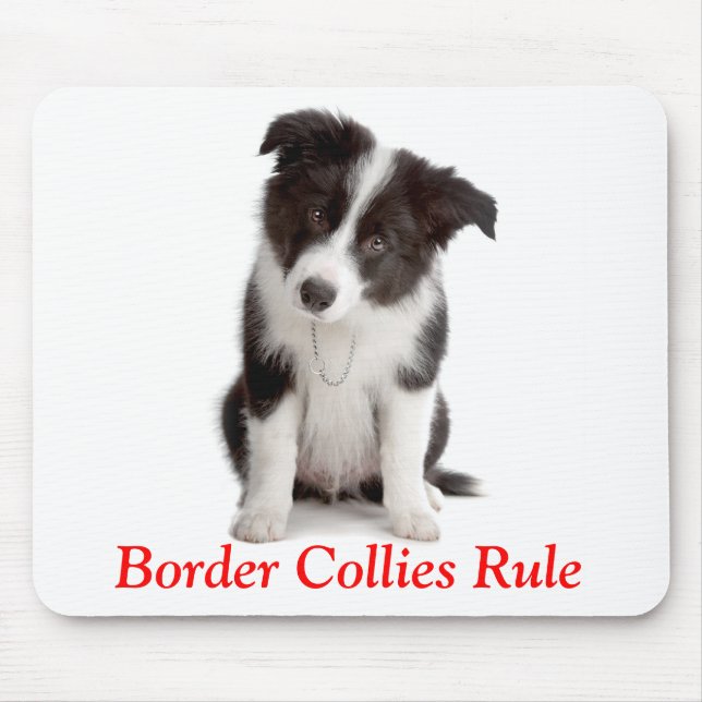 Cute Gräns Collies Rule Puppy Hund Mousepad Musmatta (Framsidan)