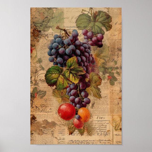 Cute Grape Collage Poster (Framsidan)