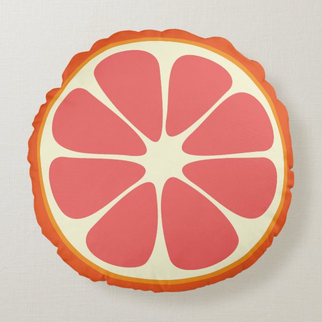 Cute Grapefruit Funny Foodie Citrus Fruit Slice Rund Kudde (Framsidan)