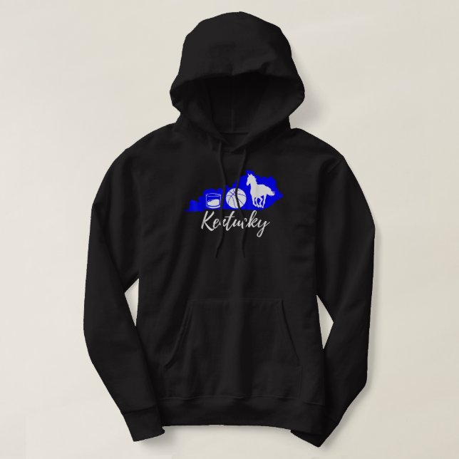 Cute Graphic Bourbon Basketball Horse Kentucky T-S Hoodie (Design framsida)