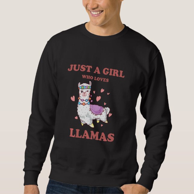 Cute Graphic Llama Animals for lusny Llama Älskare Lång Ärmad Tröja (Framsida)