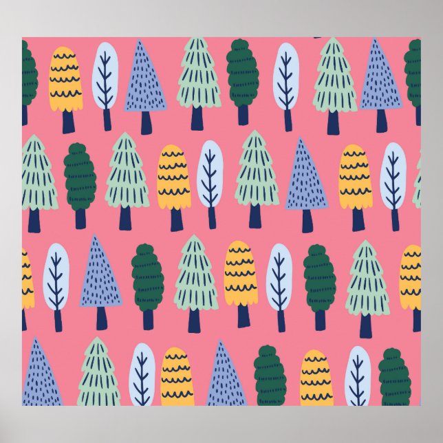 Cute gräs träd: Barnens mönster. Poster (Framsidan)