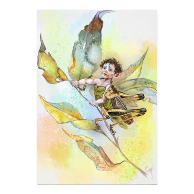 Cute Grashopper Art Poster (Framsidan)