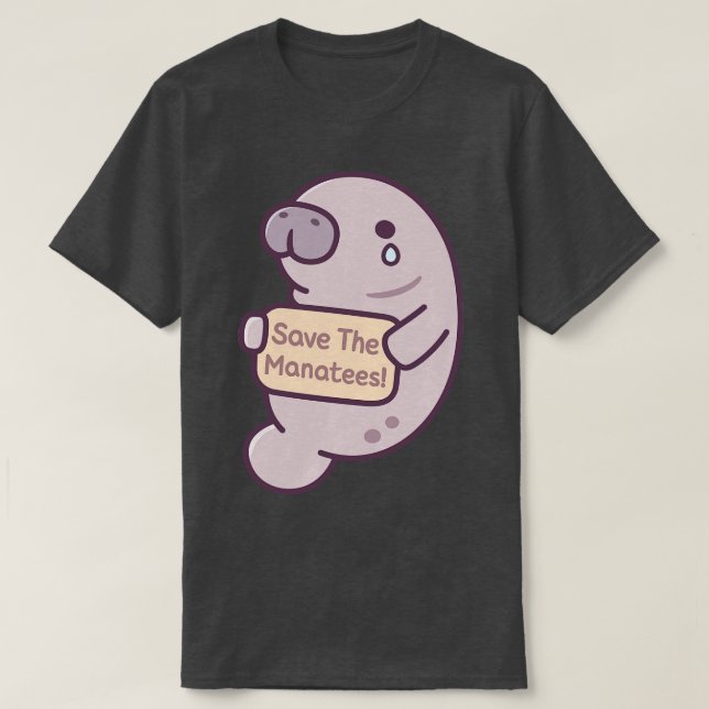 Cute Gråter Manatees Spara Manatees T Shirt (Design framsida)