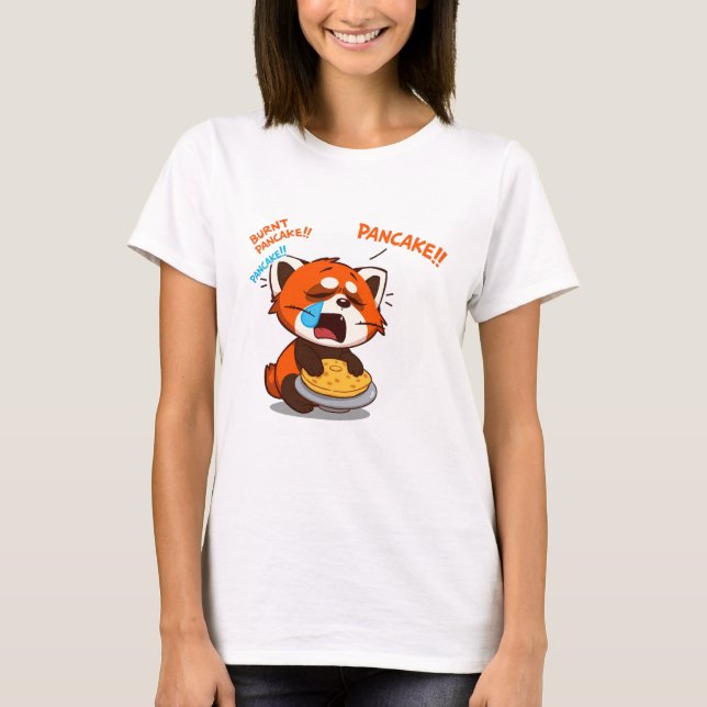 Cute Gråter Red Panda Kärlek Pancakes Fungerande T Shirt (Framsida)