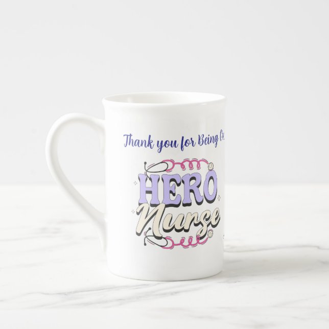 Cute Gratitude Nurse Blues Typography PERSONALIZE Benporslin Mugg (Vänster)