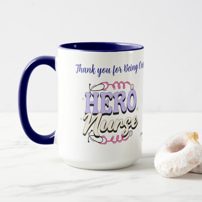 Cute Gratitude Nurse Blues Typography PERSONALIZE Mugg (Med munk)