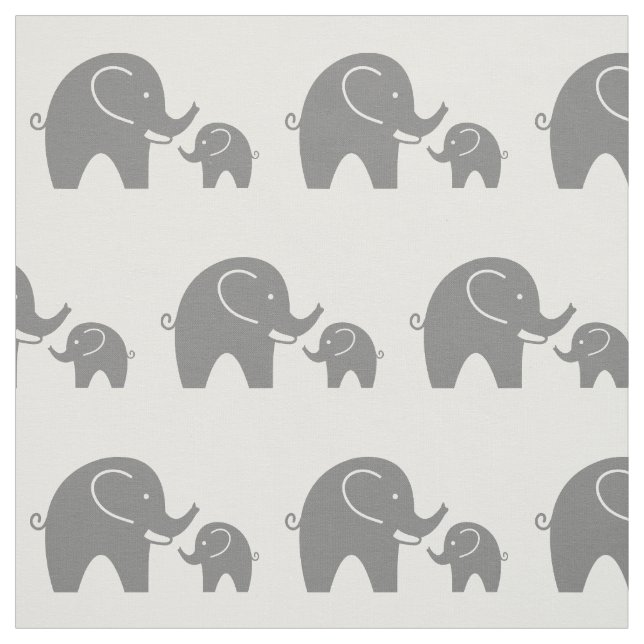 Cute grått baby elefant mönster tyg DIY Textil (Provkarta)