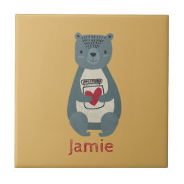 Cute Grått Bear Kakelplatta