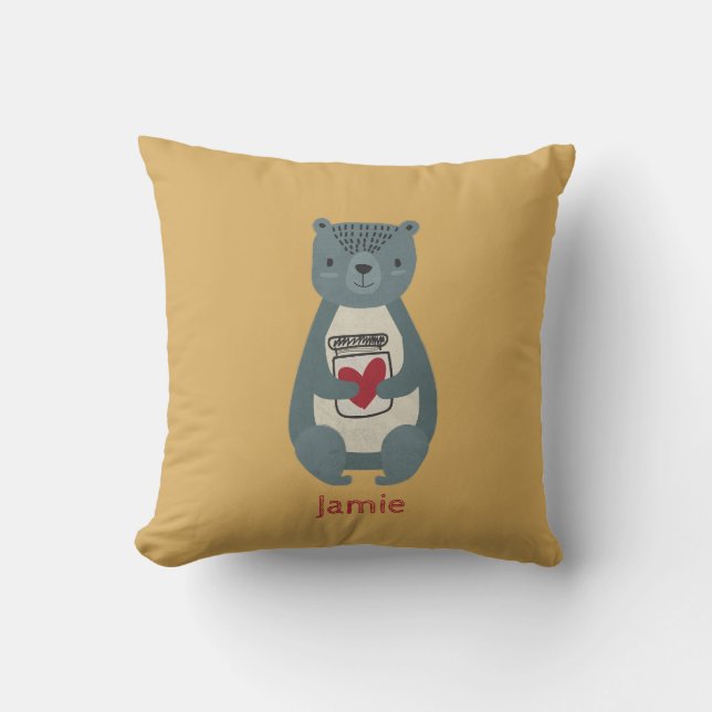 Cute Grått Bear Kudde (Framsida)