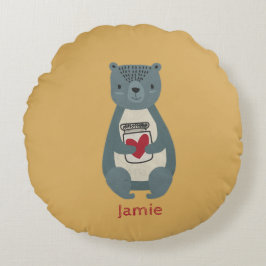 Cute Grått Bear Rund Kudde