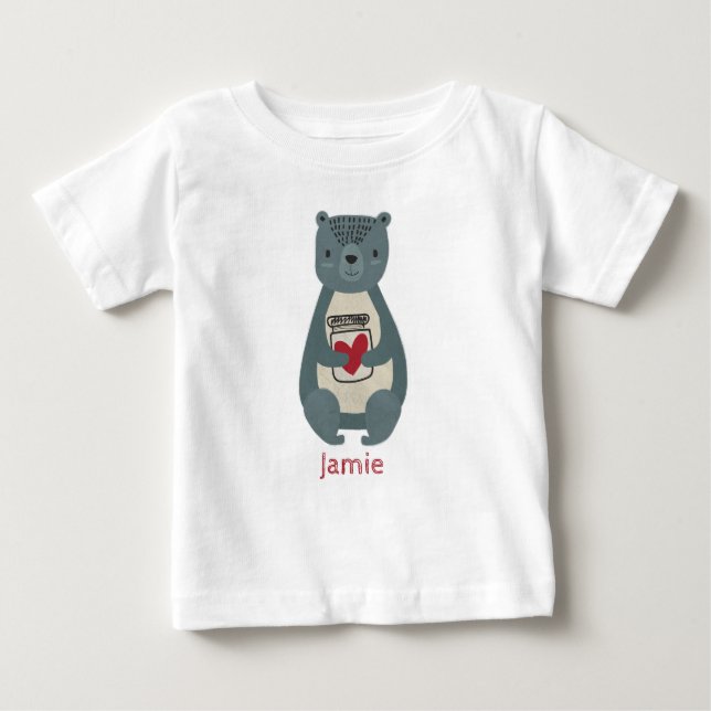 Cute Grått Bear T Shirt (Framsida)