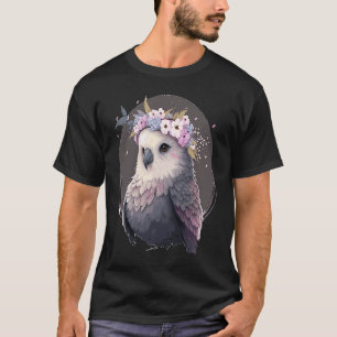 Cute Grått Budgie Parakeet Bird Flower Krona Pet B T Shirt