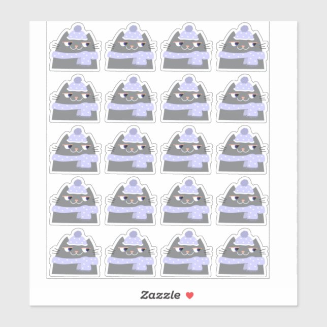 Cute Grått Cat Klistermärken (Ark)