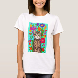 Cute Grått Cat med färgämnen T Shirt