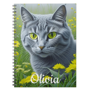 Cute Grått Cat med Gult Ögon Personlig Anteckningsbok