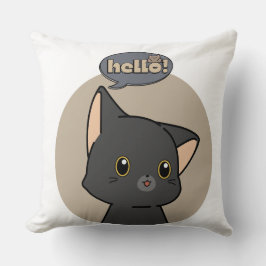 Cute Grått Cat Pillow Kudde