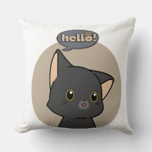 Cute Grått Cat Pillow Kudde