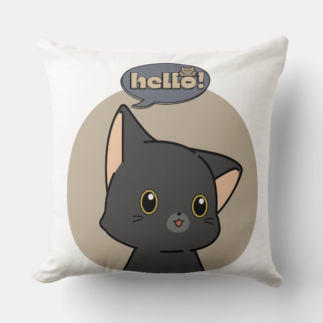 Cute Grått Cat Pillow Kudde (Framsida)