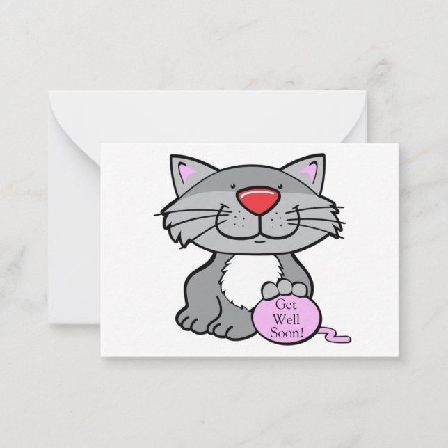 Cute Grått Cat Sympathy Card Anteckningskort (Framsida)