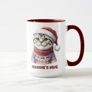 Cute Grått Cat Tabby Kitten med Namn Mugg