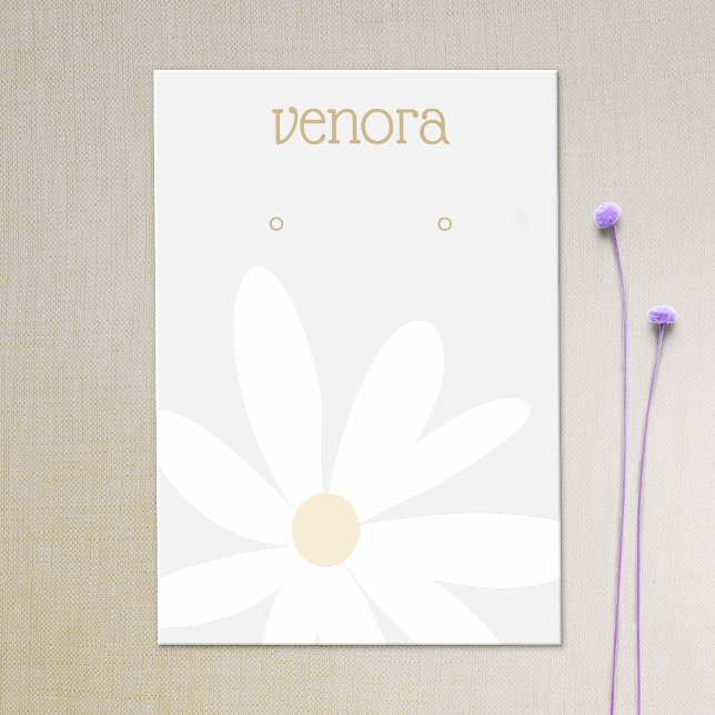 Cute Grått Daisy  Blommigt Visning Card Visitkort (Skapare uppladdad)