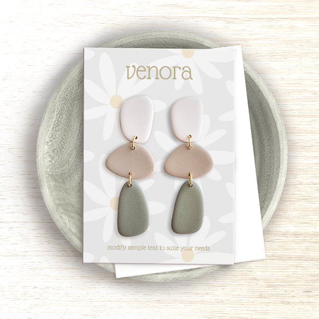 Cute Grått Daisy  Blommigt Visning Card Visitkort (Skapare uppladdad)