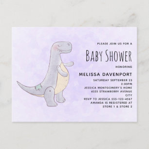 Cute Grått Dinosaur Leksak Watercolor Baby Shower Inbjudan Vykort