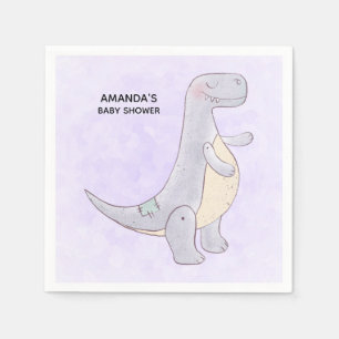 Cute Grått Dinosaur Leksak Watercolor Baby Shower Pappersservett