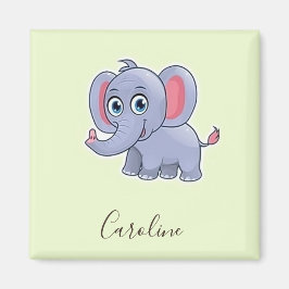 Cute grått-elefant grönt magnet