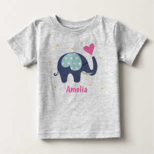 Cute Grått Elephant och Rosa Heart Personlig T Shirt
