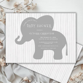 Cute Grått Elephant Rand Baby Shower Inbjudningar