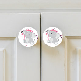 Cute Grått Elephant Rosa Japanska Blommar för körs Knopp