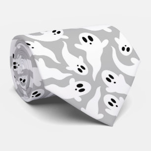 Cute Grått Ghost Halloween Mönster Slips
