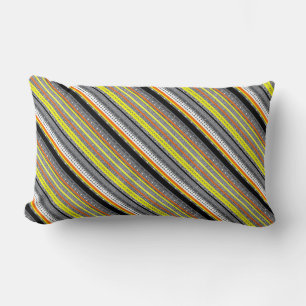 Cute grått gult orange aztec mönster lumbarkudde