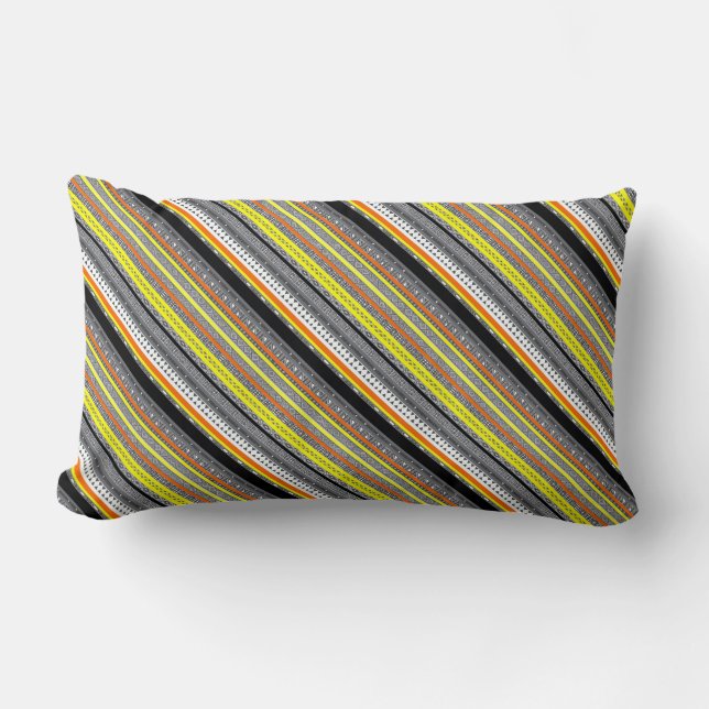 Cute grått gult orange aztec mönster lumbarkudde (Framsida)