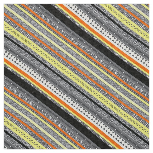 Cute grått gult orange aztec mönster tyg (Prov)