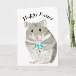 Cute Grått Hamster Holding ett Påskägg redigerbart Kort