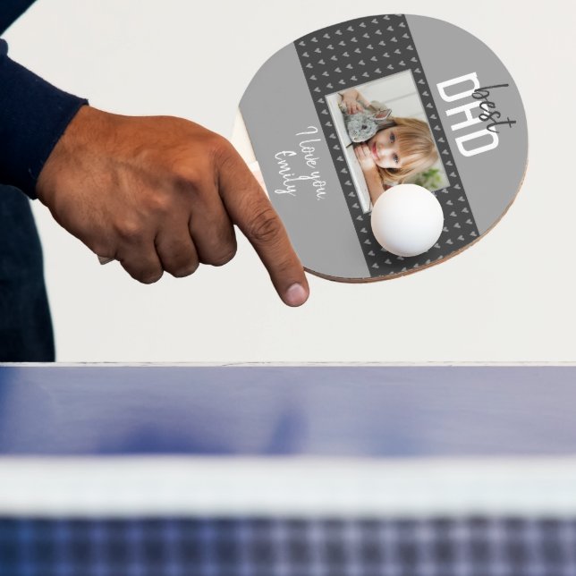 Cute Grått Heart Best Pappa Photo Far's Day's  Pingisracket (Insitu)