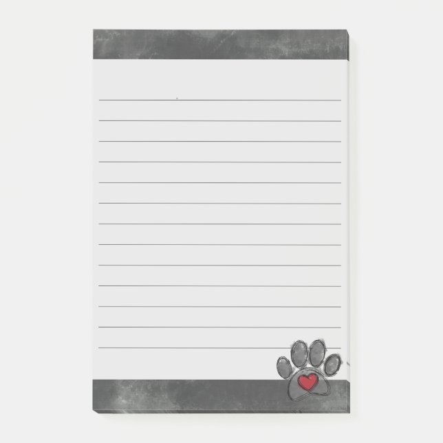 Cute Grått Hund Skriv ut vattenfärgsbakgrund Linje Post-it Block (Framsida)