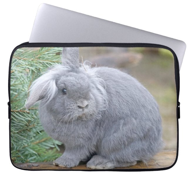 Cute grått-kanin laptop fodral (Framsidan)