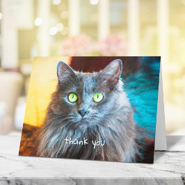 Cute grått-katt, enkel handskriven typografi, söt tack kort