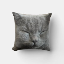 Cute Grått Kattunge ansikte Photo Dekorativ kudde