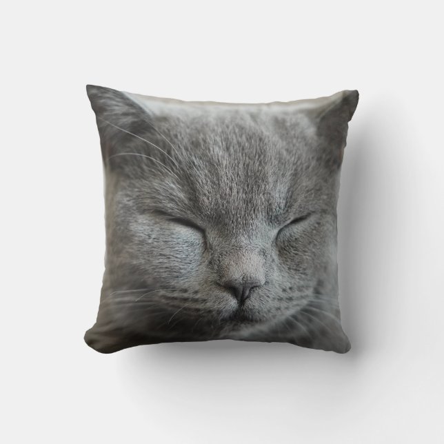 Cute Grått Kattunge ansikte Photo Dekorativ kudde (Framsida)