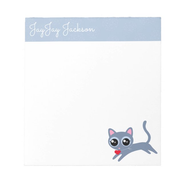 Cute Grått Kattunge med en hjärtPersonlig Anteckningsblock (Framsida)